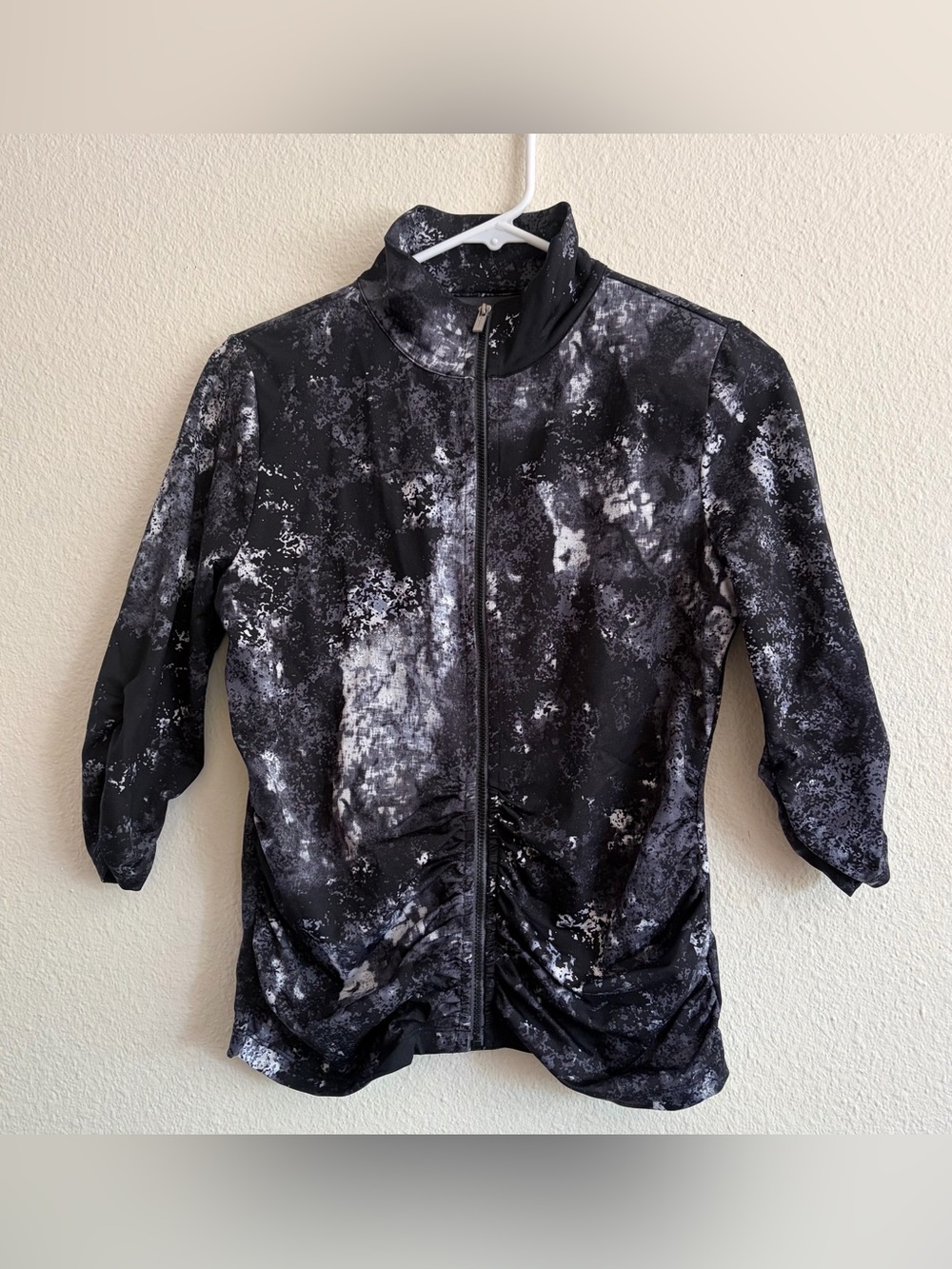 Calvin Klein Black & Gray Patterned Zip-Front Quick Dry Utility Jacket